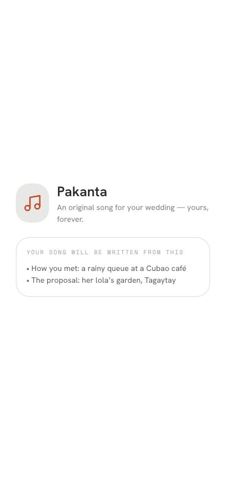 Pakanta — a song made only for the two of you