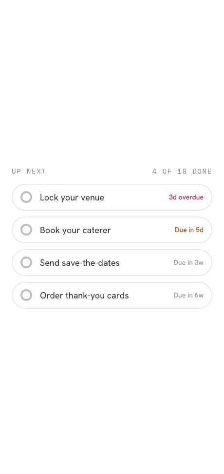 Setnayan AI — an up-next list with each task counted down to its due date